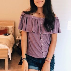 American eagle off shoulder purple top